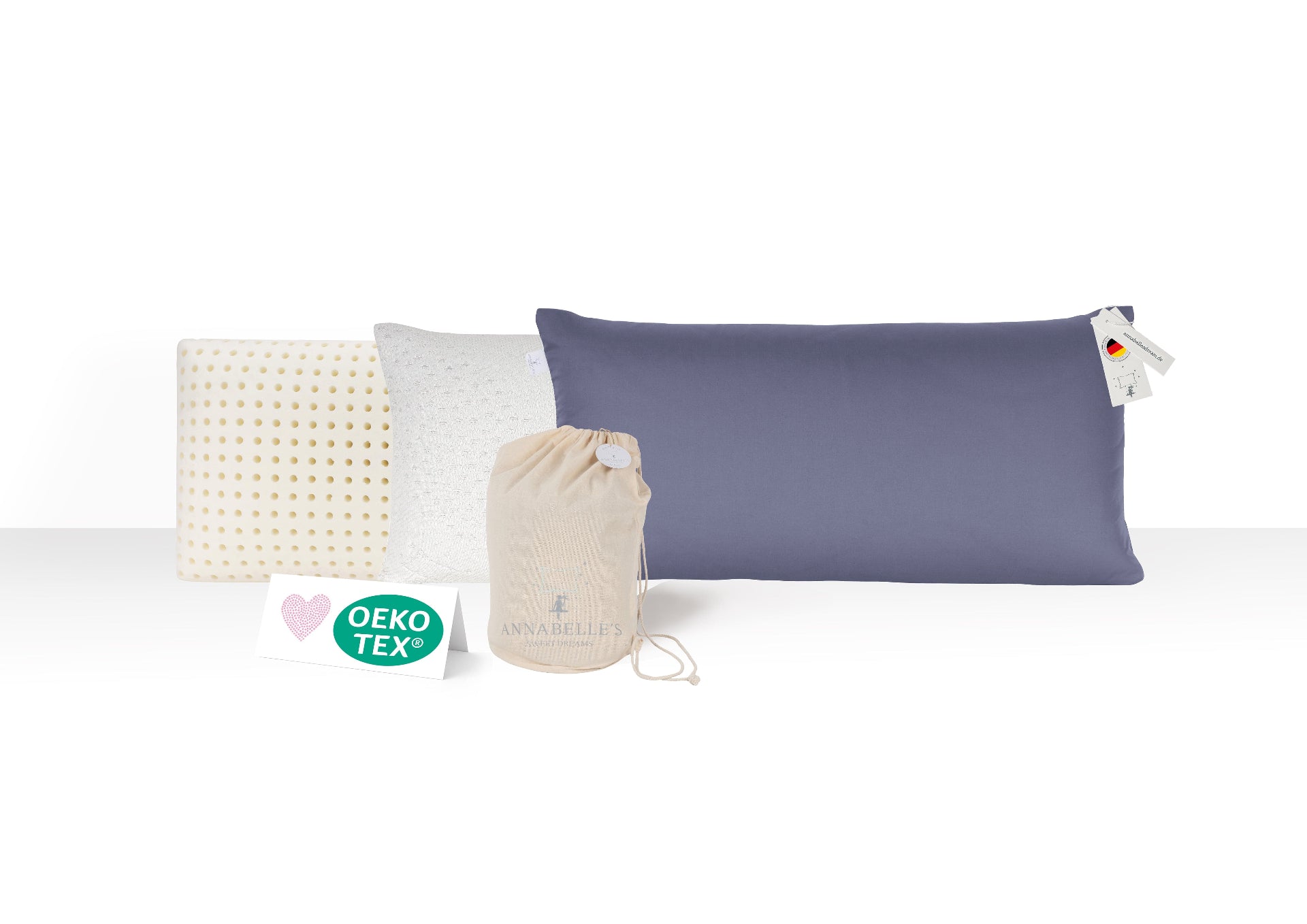 3er-Set Annabelle’s Kids Deluxe Pillow 80×40×10 cm – ergonomische Kinderkissen mit Memory Foam und VitaGlow, handgefertigt in Bayern