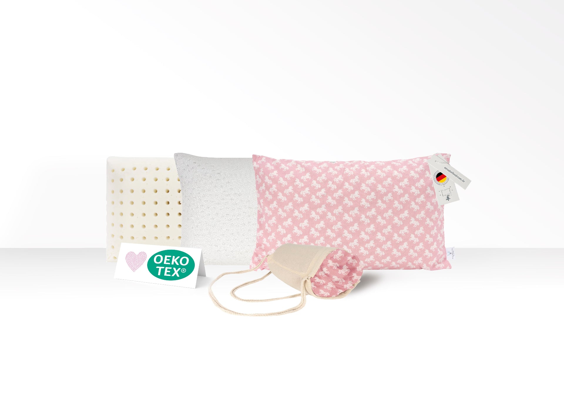 Annabelle’s Little Dreamer Kinder-Reisekissen 44×24×11 cm – Memory Foam, VitaGlow-Bezug, Schonbezug und Reisebeutel im Überblick