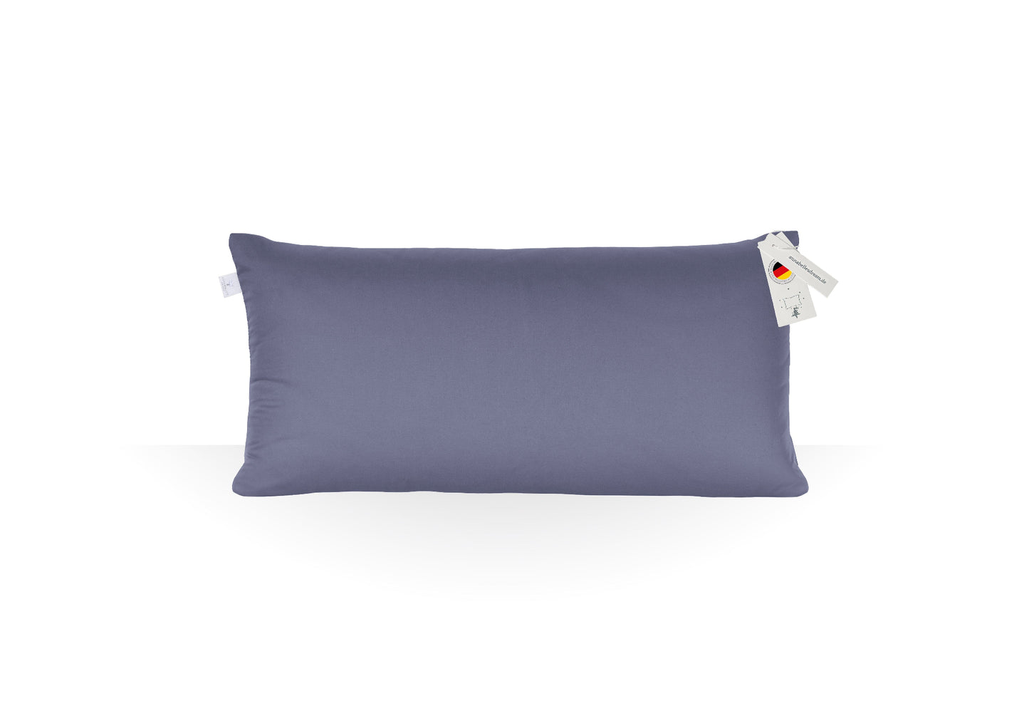 Annabelle’s Deluxe Pillow Soft 80×40×12 cm – hohes ergonomisches Schlafkissen mit weichem weißem Memory Foam und VitaGlow-Bezug, handgefertigt in Bayern - dunkelblau