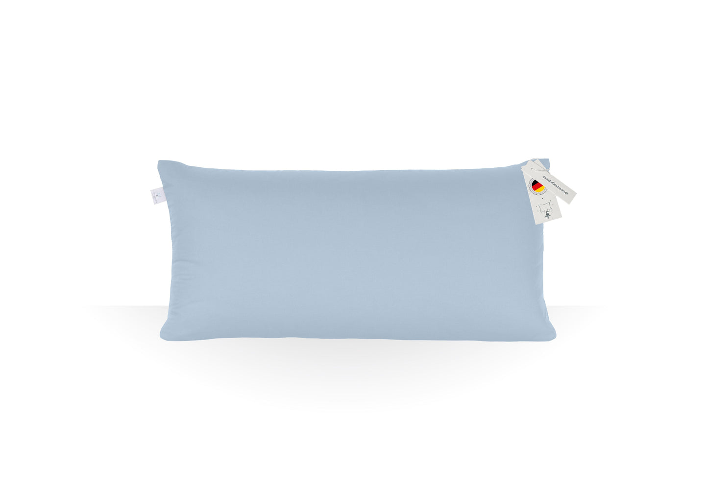 Annabelle’s Deluxe Pillow Soft 80×40×12 cm – hohes ergonomisches Schlafkissen mit weichem weißem Memory Foam und VitaGlow-Bezug, handgefertigt in Bayern - blau