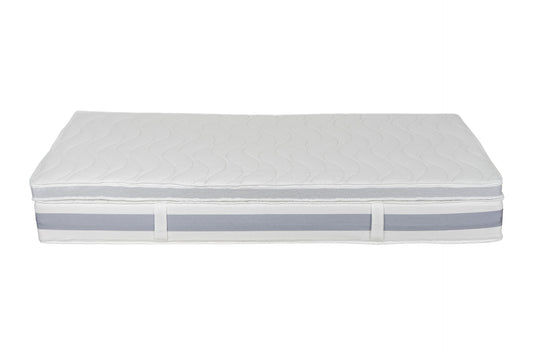 Seitenansicht: Annabelle’s Comfort Topper 7 cm auf BellaSleep Matratze – mit Befestigungsbändern, 3D-Mesh und VitaGlow-Bezug