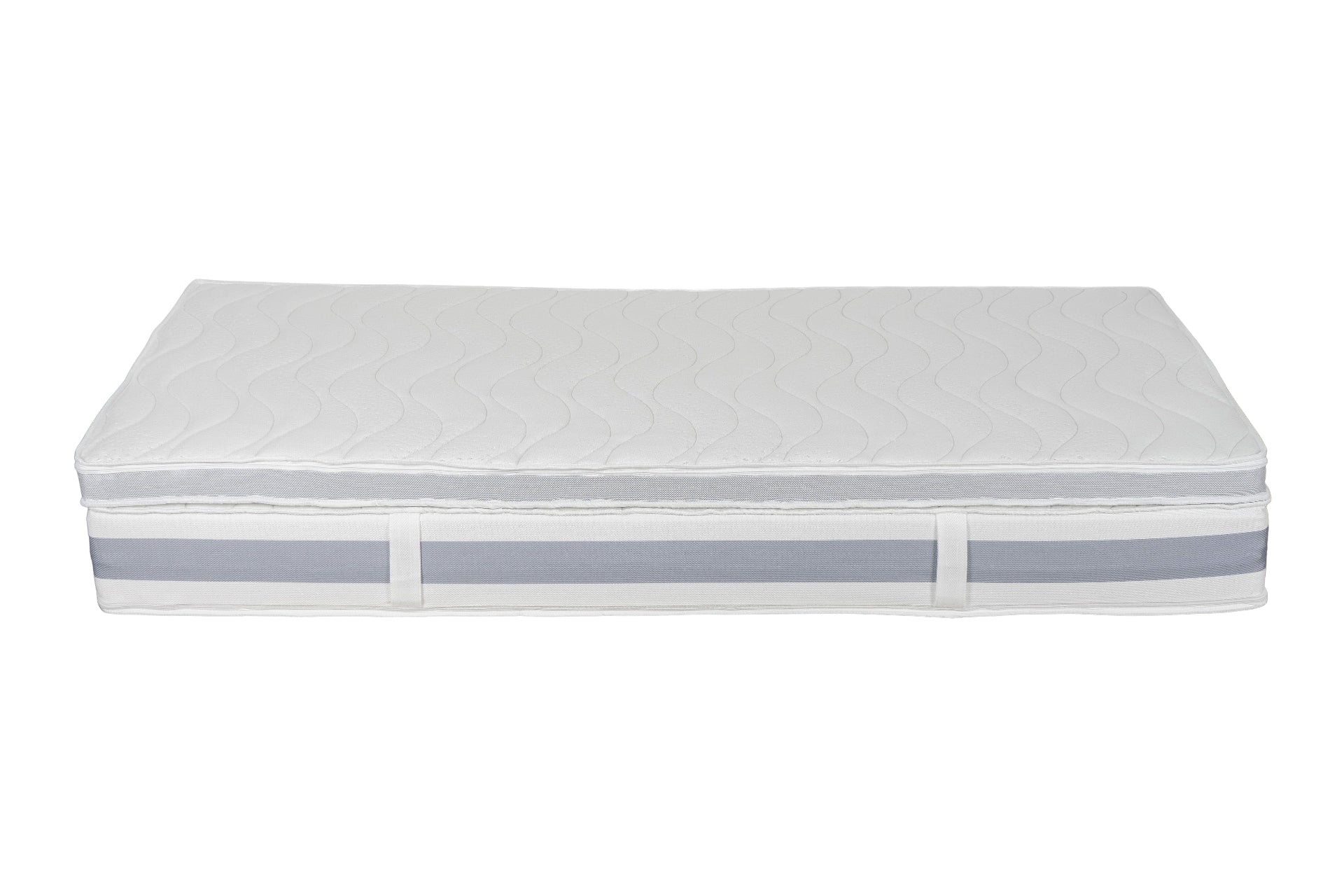 Seitenansicht: Annabelle’s Comfort Topper 7 cm auf BellaSleep Matratze – mit Befestigungsbändern, 3D-Mesh und VitaGlow-Bezug