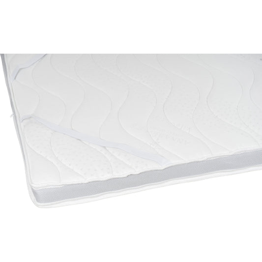 Annabelle’s Topper 7 cm – Detailansicht mit Befestigungsbändern, atmungsaktivem 3D-Mesh und hautfreundlichem VitaGlow-Bezug