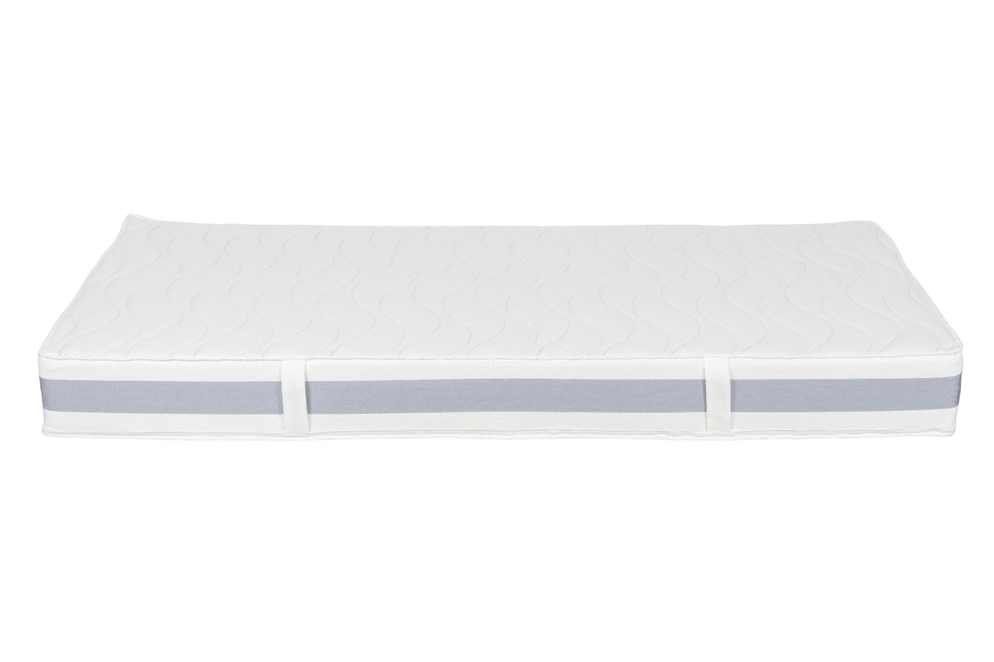 Seitenansicht der BellaSleep Matratze Kids 15 cm – mit abnehmbarem, waschbarem VitaGlow-Bezug und praktischen Wendeschlaufen