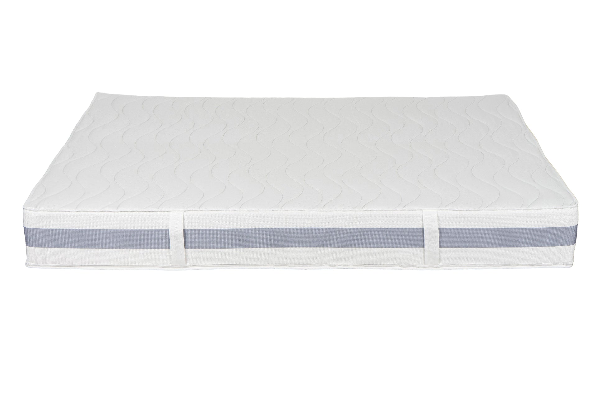 Seitenansicht der BellaSleep Comfort Matratze 25 cm – mit praktischen Wendeschlaufen und atmungsaktivem 3D-Border