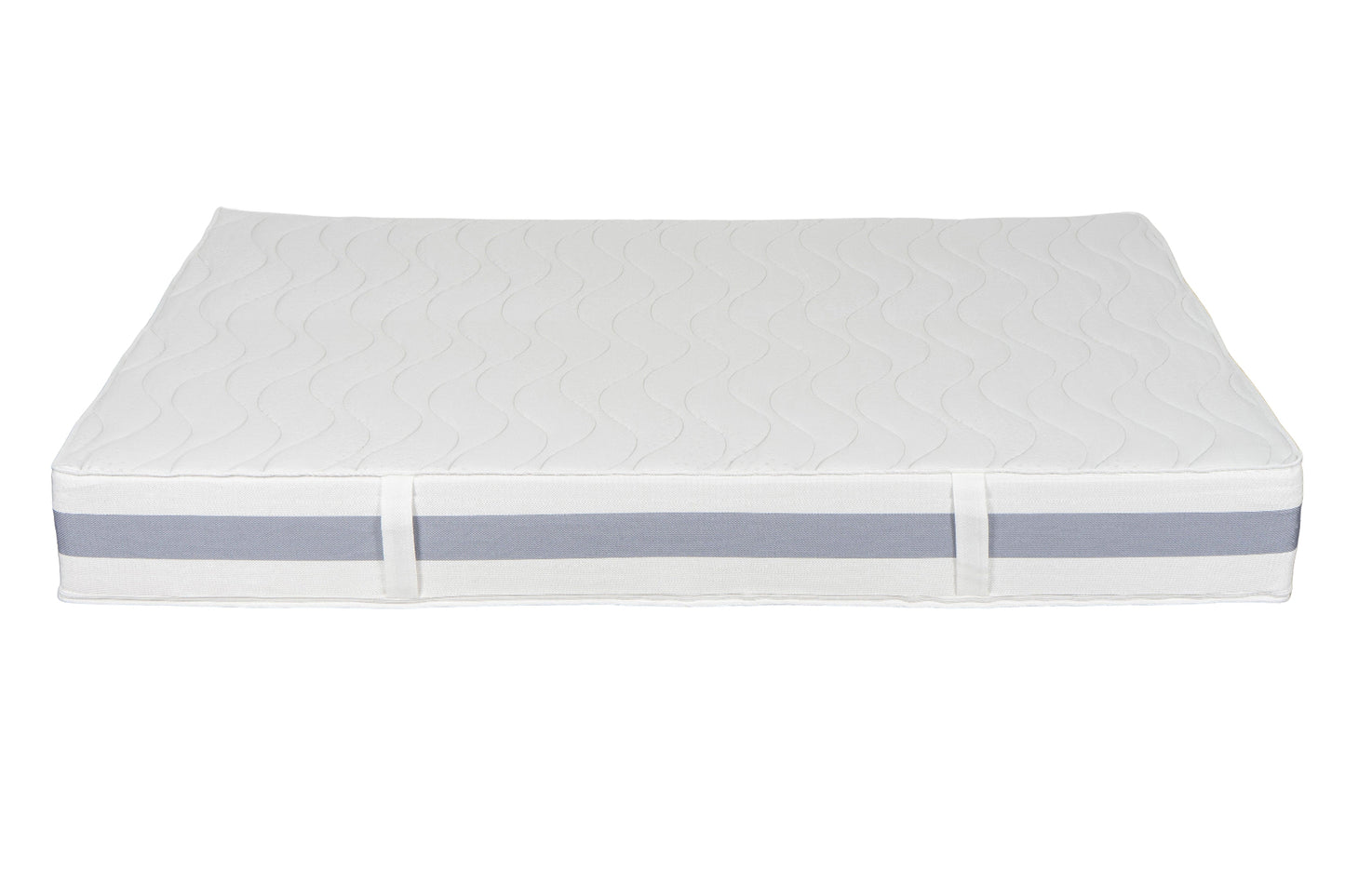 Seitenansicht der BellaSleep Matratze 25 cm – mit VitaGlow-Bezug, 3D-Border und praktischen Wendeschlaufen zur einfachen Handhabung