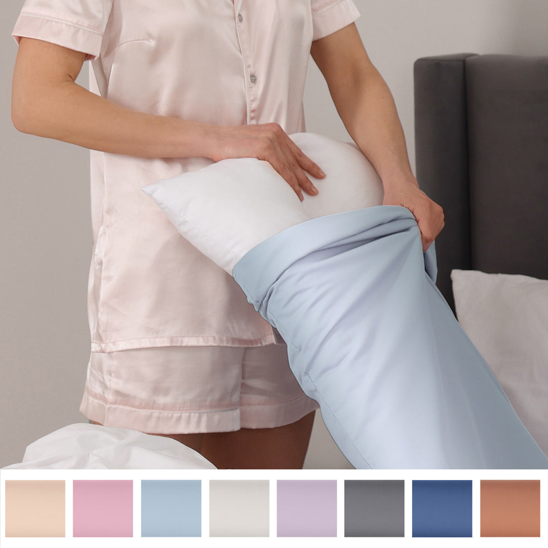 Hellblauer Kissenbezug 40x80 cm aus 100% Baumwolle, atmungsaktiv, haut- und haarfreundlich