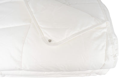 Detailansicht der Druckknöpfe der Annabelle’s Comfort 365 Ganzjahresdecke – flexibel verbindbar für individuellen Wärmebedarf