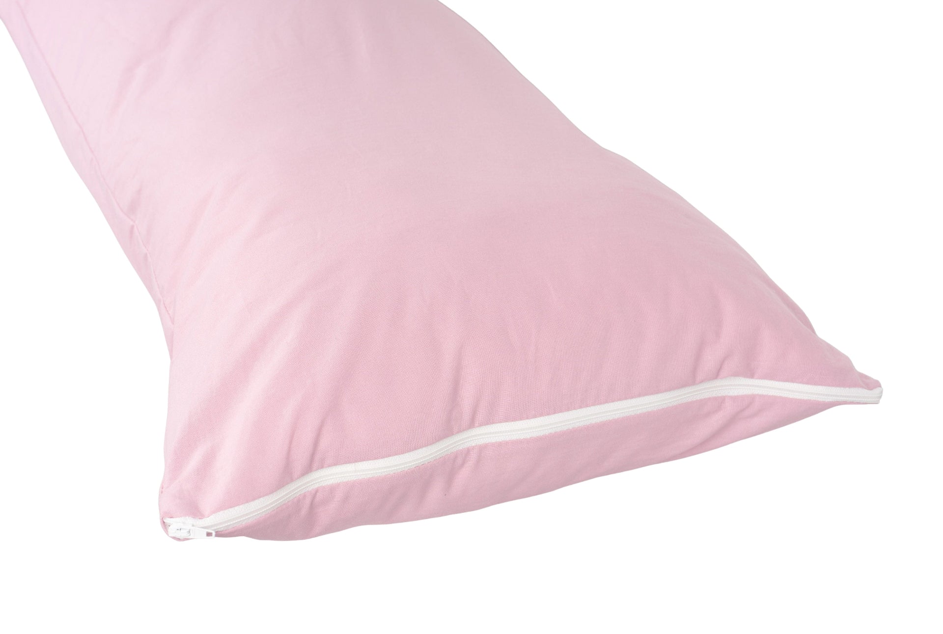 Annabelle’s DreamHug Kissen 140x40 cm in Rosa – seitliche Detailansicht mit Reißverschluss am Bezug