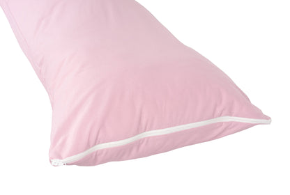 Annabelle’s DreamHug Kissen 140x40 cm in Rosa – seitliche Detailansicht mit Reißverschluss am Bezug