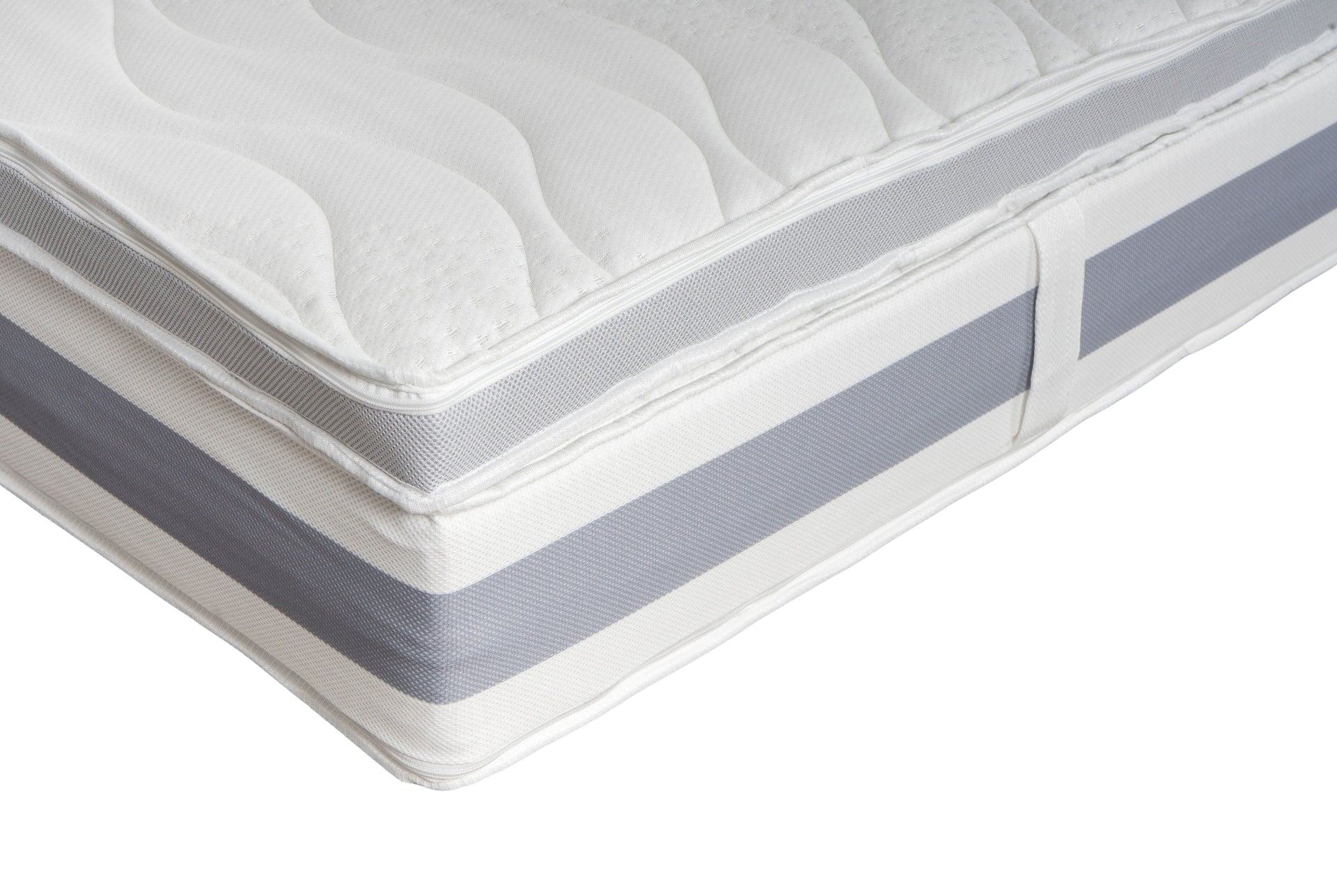 Eckansicht des Annabelle’s Basic Toppers 7 cm auf der BellaSleep Matratze – perfekter Komfort mit VitaGlow-Bezug und 3D-Mesh