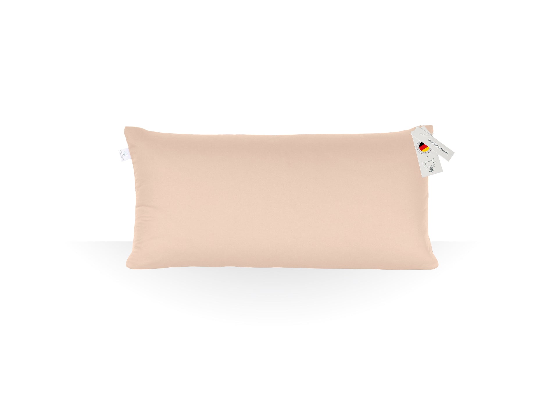 Annabelle’s Deluxe Pillow Soft 80×40×12 cm – hohes ergonomisches Schlafkissen mit weichem weißem Memory Foam und VitaGlow-Bezug, handgefertigt in Bayern - beige