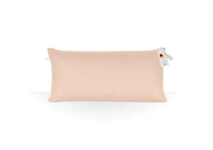 Annabelle’s Deluxe Pillow Soft 80×40×12 cm – hohes ergonomisches Schlafkissen mit weichem weißem Memory Foam und VitaGlow-Bezug, handgefertigt in Bayern - beige