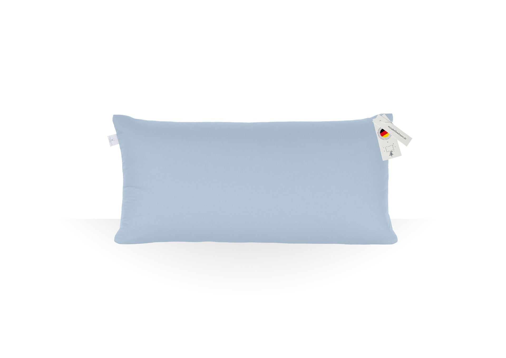 Annabelle’s Deluxe Pillow Soft 80×40×12 cm – hohes ergonomisches Schlafkissen mit weichem weißem Memory Foam und VitaGlow-Bezug, handgefertigt in Bayern - blau