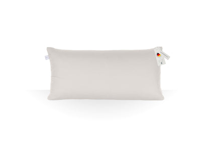 Annabelle’s Deluxe Pillow Soft 80×40×12 cm – hohes ergonomisches Schlafkissen mit weichem weißem Memory Foam und VitaGlow-Bezug, handgefertigt in Bayern - grau