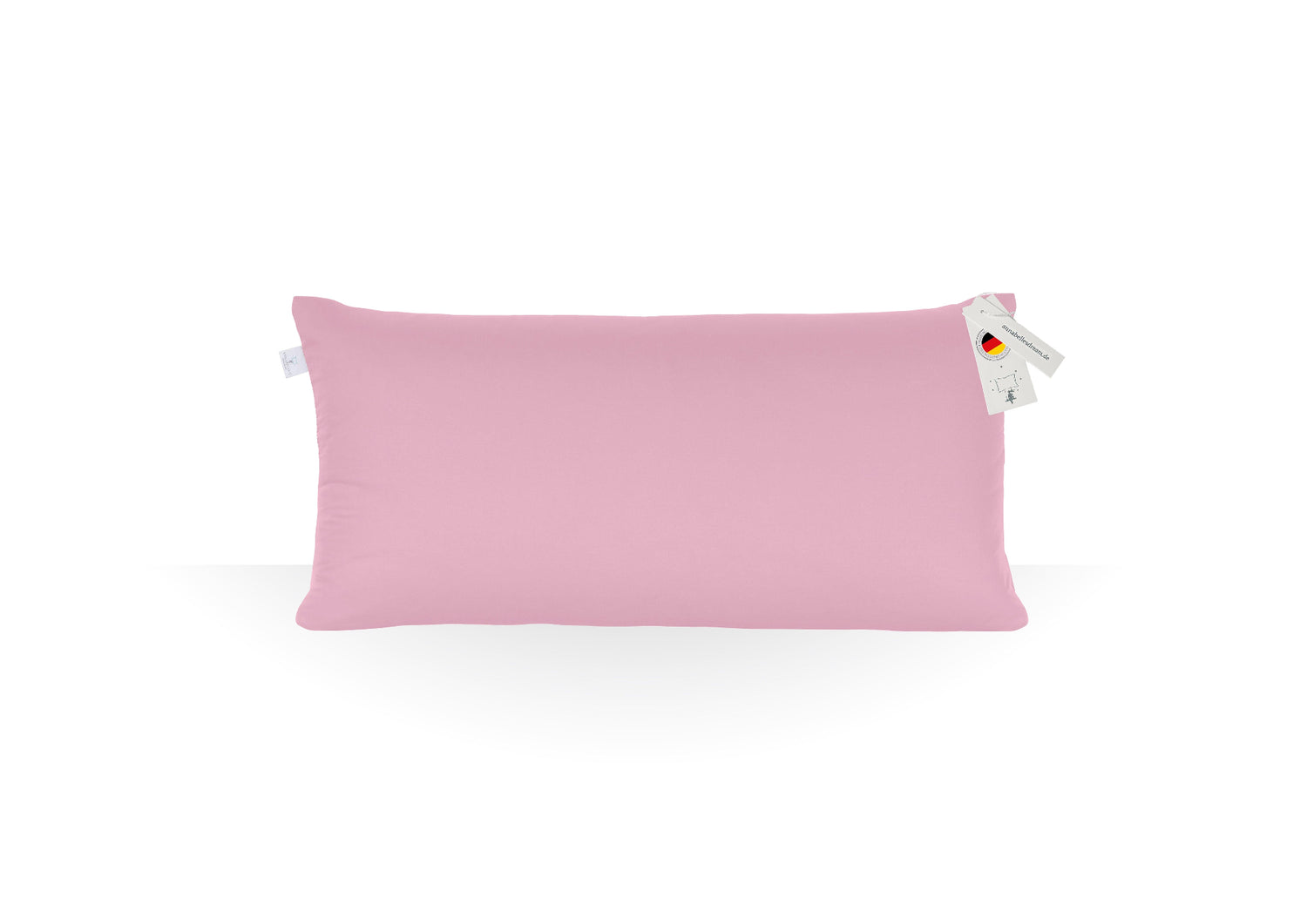Annabelle’s Deluxe Pillow Soft 80×40×12 cm – hohes ergonomisches Schlafkissen mit weichem weißem Memory Foam und VitaGlow-Bezug, handgefertigt in Bayern - rosa