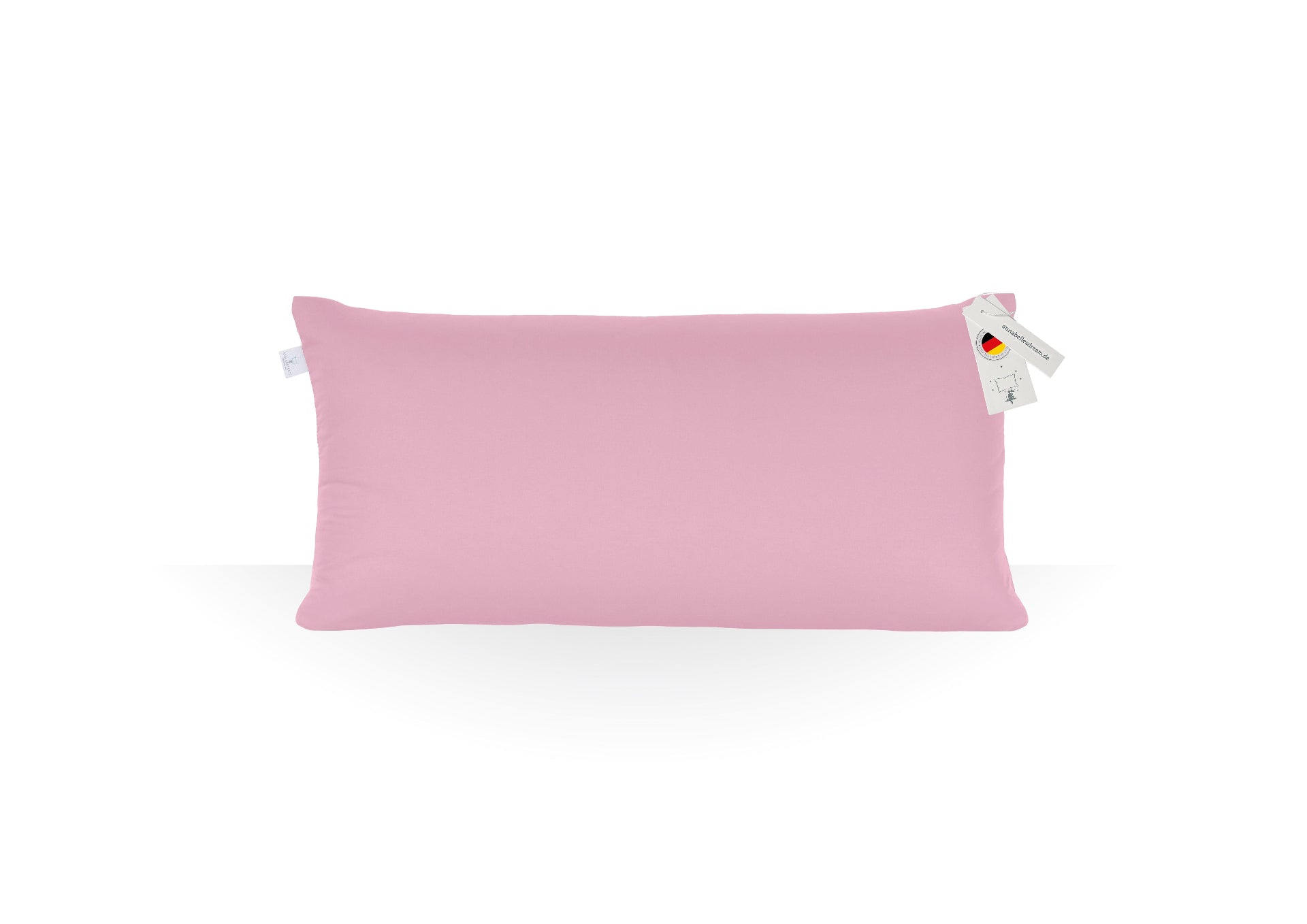 Annabelle’s Deluxe Pillow Soft 80×40×12 cm – hohes ergonomisches Schlafkissen mit weichem weißem Memory Foam und VitaGlow-Bezug, handgefertigt in Bayern - rosa