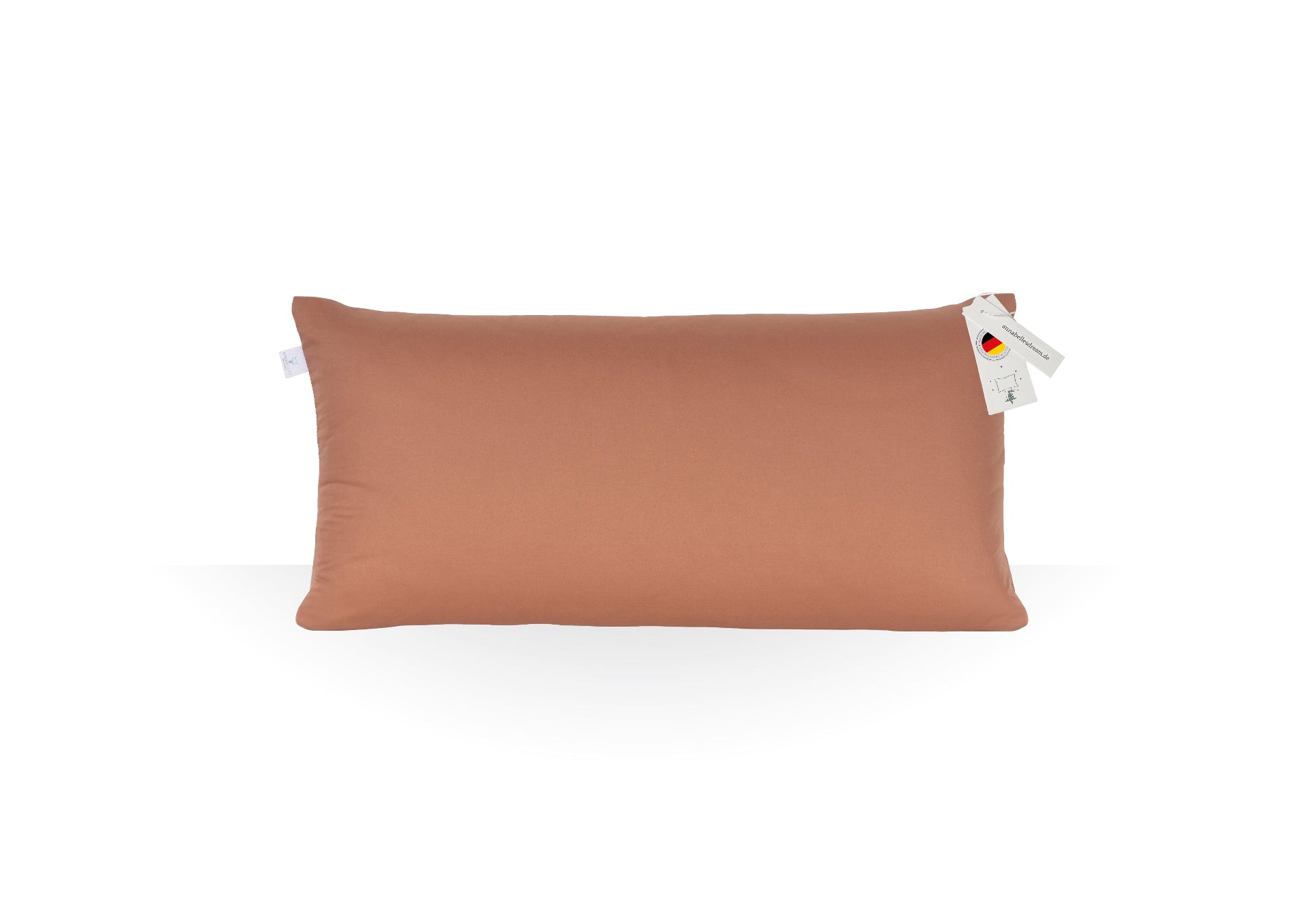 Annabelle’s Deluxe Pillow Soft 80×40×12 cm – hohes ergonomisches Schlafkissen mit weichem weißem Memory Foam und VitaGlow-Bezug, handgefertigt in Bayern - rost