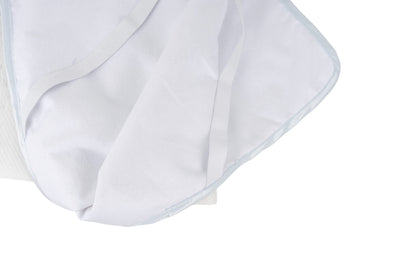 Innenansicht der Annabelle’s SleepShield Auflage – mit flexiblen Elastikbändern zur sicheren Befestigung auf jeder Matratze