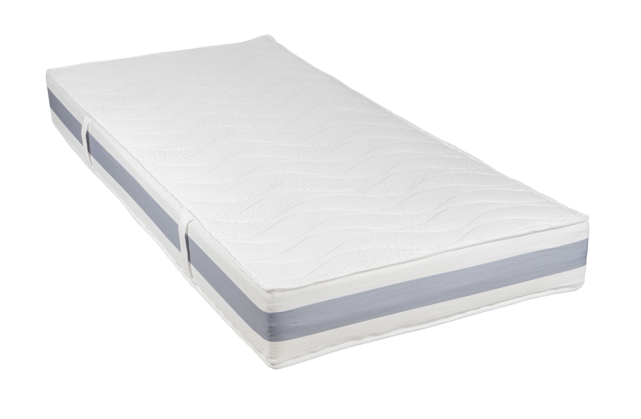 Vorderansicht der BellaSleep Basic Matratze 90×200 cm – ergonomischer Kaltschaumkern mit VitaGlow-Bezug, gefertigt in Bayern