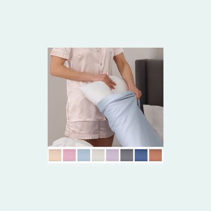 Blauer Kissenbezug 40x80 cm aus 100% Baumwolle, atmungsaktiv, haut- und haarfreundlich