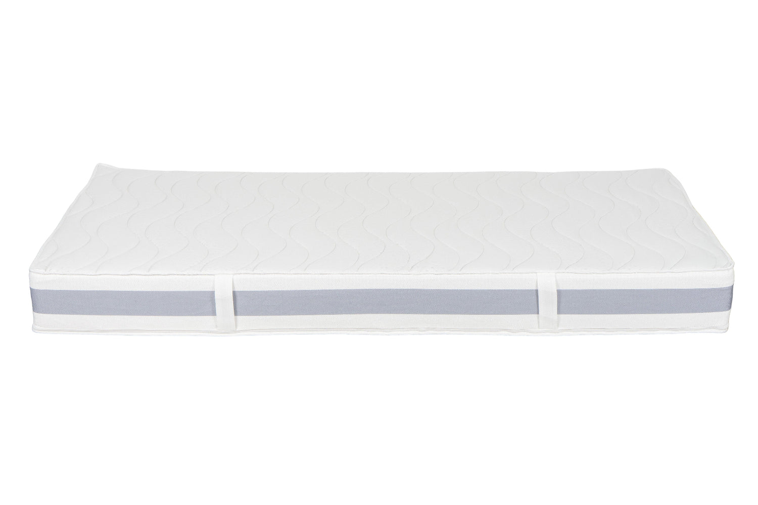 Seitenansicht der BellaSleep Matratze Kids 15 cm – mit abnehmbarem, waschbarem VitaGlow-Bezug und praktischen Wendeschlaufen