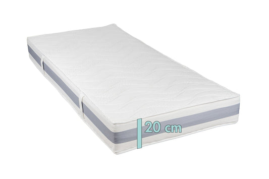 Vorderansicht der BellaSleep Basic Matratze 20 cm – ergonomisch mit VitaGlow-Bezug für erholsamen Schlaf
