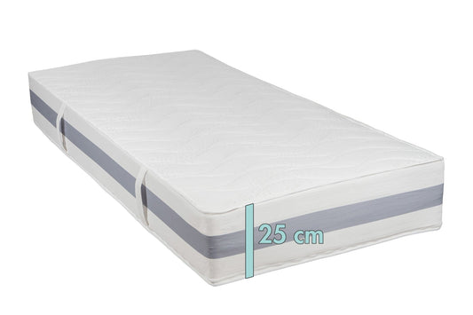 Vorderansicht der BellaSleep Comfort Matratze 25 cm – ergonomische Wohlfühlmatratze mit integriertem Topper