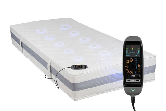 Vorderansicht der BellaSleep Deluxe Matratze 25 cm – Premium-Komfort mit 5-Zonen-Oszillationsmassage und Fernbedienung