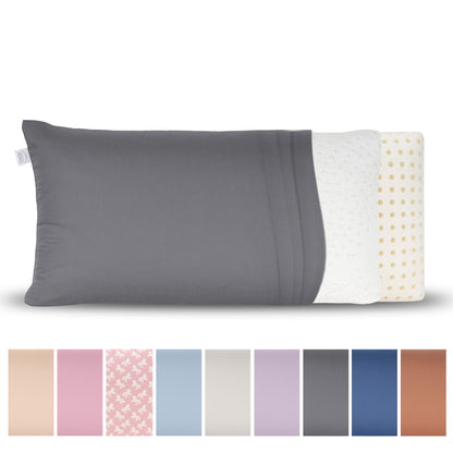 BellaSleep Ersatzbezug Reisekissen 24x44 cm aus 100% Baumwolle (Mako-Satin), atmungsaktiv, haut- und haarfreundlich - Anthrazit