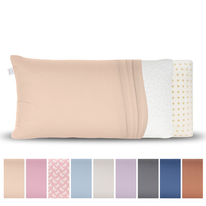 BellaSleep Ersatzbezug Reisekissen 24x44 cm aus 100% Baumwolle (Mako-Satin), atmungsaktiv, haut- und haarfreundlich - Beige