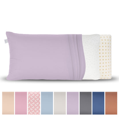 BellaSleep Ersatzbezug Reisekissen 24x44 cm aus 100% Baumwolle (Mako-Satin), atmungsaktiv, haut- und haarfreundlich - Flieder