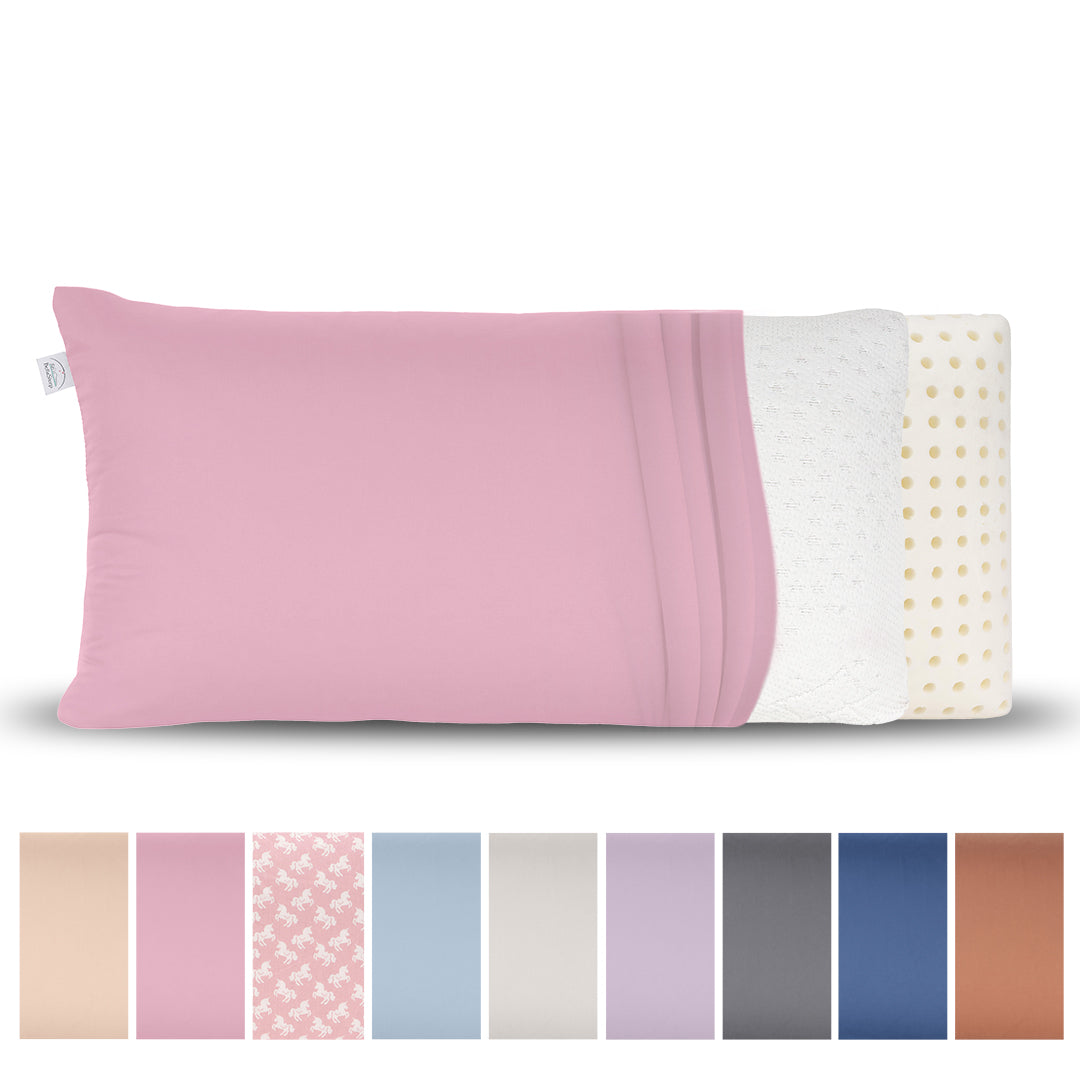 BellaSleep Ersatzbezug Reisekissen 24x44 cm aus 100% Baumwolle (Mako-Satin), atmungsaktiv, haut- und haarfreundlich - Rosa