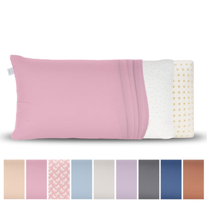 BellaSleep Ersatzbezug Reisekissen 24x44 cm aus 100% Baumwolle (Mako-Satin), atmungsaktiv, haut- und haarfreundlich - Rosa