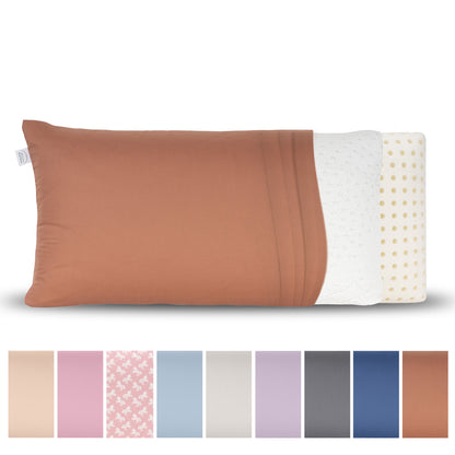 BellaSleep Ersatzbezug Reisekissen 24x44 cm aus 100% Baumwolle (Mako-Satin), atmungsaktiv, haut- und haarfreundlich - Rost (Zimt)