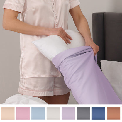 Fliederfarbener Kissenbezug 40x80 cm aus 100% Baumwolle, atmungsaktiv, haut- und haarfreundlich