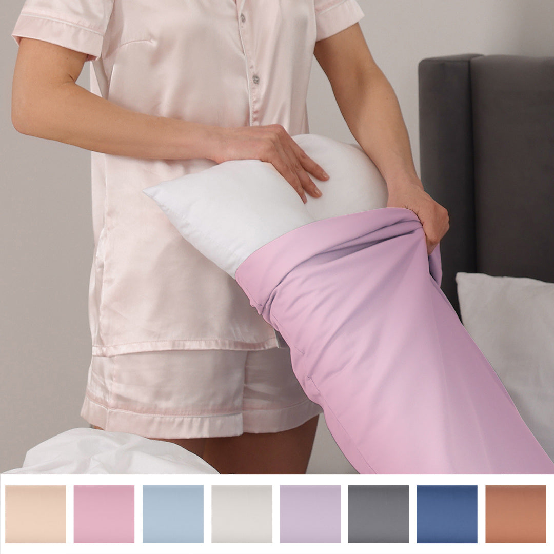 Rosa Kissenbezug 40x80 cm aus 100% Baumwolle, atmungsaktiv, haut- und haarfreundlich